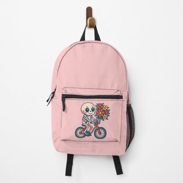 Item preview, Floral Skeleton Riding a Bicycle – Colorful Minimalist Skull Art designed and sold by ColorSplash123.