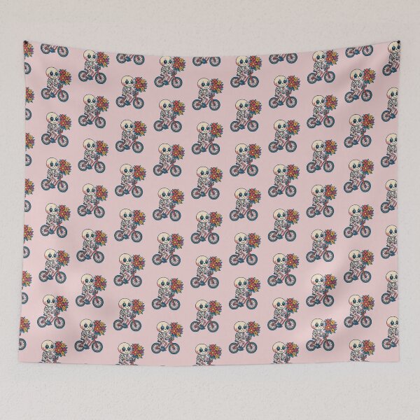 Item preview, Floral Skeleton Riding a Bicycle – Colorful Minimalist Skull Art designed and sold by ColorSplash123.