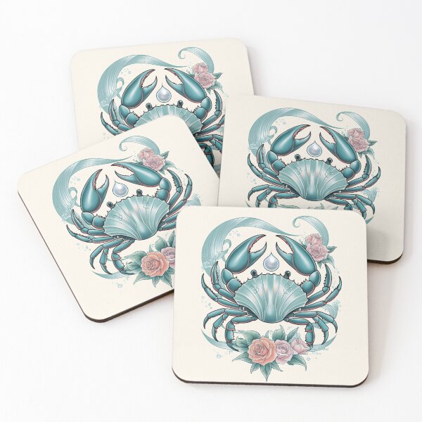 Item preview, Cancer Zodiac Crab – Elegant Pearl & Roses Astrology Art by LaLi Designs designed and sold by LaLi-Designs.