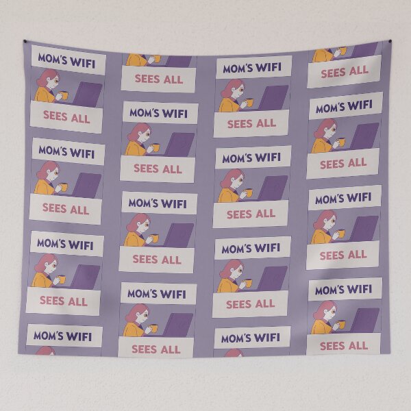 Item preview, Humorous "Mom's WiFi Sees All" Illustration designed and sold by ART ATTACK ZONE.