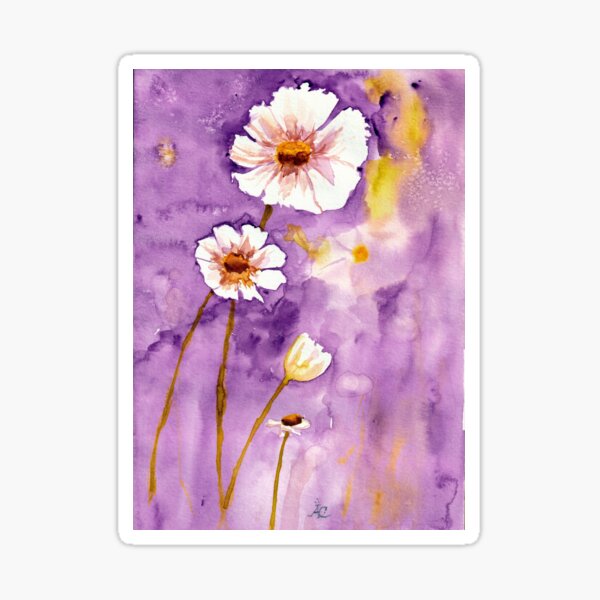 Cosmea Blumen auf einem mauve Hintergrund Sticker