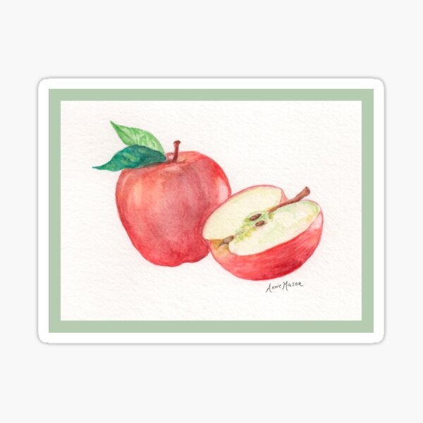 Apple and a Half - watercolor illustration Sticker