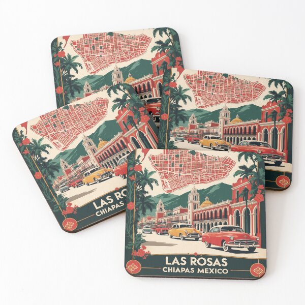 Item preview, Las Rosas Chiapas Mexico 1950s Vintage Travel Tourism Map designed and sold by TravelersGems.