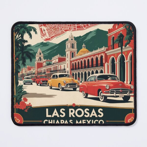 Item preview, Las Rosas Chiapas Mexico 1950s Vintage Travel Tourism Map designed and sold by TravelersGems.