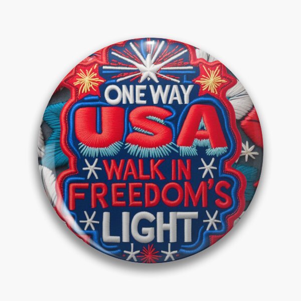 Item preview, One Way USA Walk in Freedom's Light Embroidered Patch Design designed and sold by ArtDesignTp.