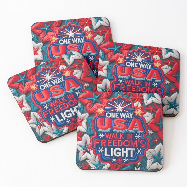 Item preview, One Way USA Walk in Freedom's Light Embroidered Patch Design designed and sold by ArtDesignTp.