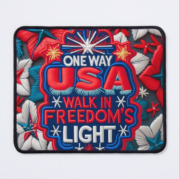 Item preview, One Way USA Walk in Freedom's Light Embroidered Patch Design designed and sold by ArtDesignTp.