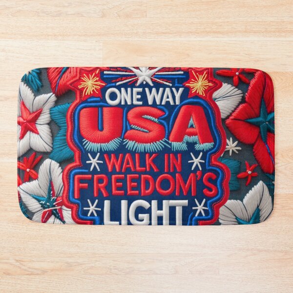 Item preview, One Way USA Walk in Freedom's Light Embroidered Patch Design designed and sold by ArtDesignTp.