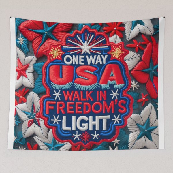 Item preview, One Way USA Walk in Freedom's Light Embroidered Patch Design designed and sold by ArtDesignTp.