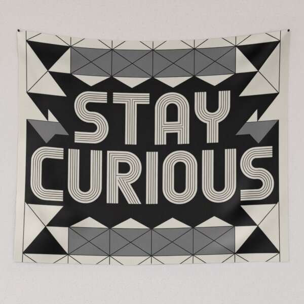 Item preview, Stay Curious – Bold and Motivational Typography Art with Geometric Accents designed and sold by pnidesign.