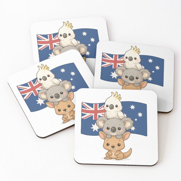 Item preview, Australian Animal Friends – Kawaii Koala, Kangaroo & Cockatoo designed and sold by Print-Zoo.