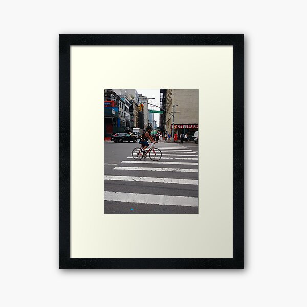 Zebra crossing, New York City, Manhattan, Brooklyn, New York, streets, buildings, pedestrians, #NewYorkCity, #Manhattan, #Brooklyn, #NewYork, #streets, #buildings, #skyscrapers, #cars, #pedestrians Framed Art Print