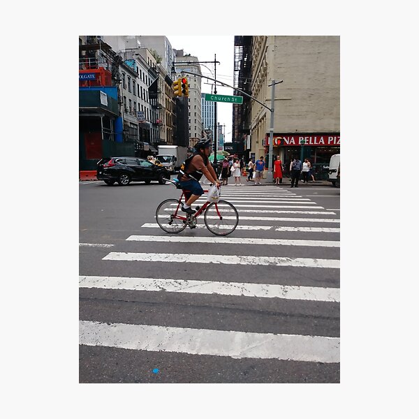 Zebra crossing, New York City, Manhattan, Brooklyn, New York, streets, buildings, pedestrians, #NewYorkCity, #Manhattan, #Brooklyn, #NewYork, #streets, #buildings, #skyscrapers, #cars, #pedestrians Photographic Print
