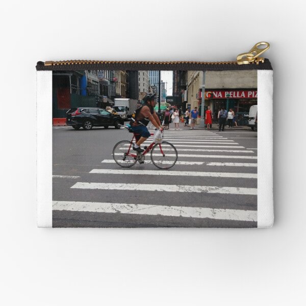 Zebra crossing, New York City, Manhattan, Brooklyn, New York, streets, buildings, pedestrians, #NewYorkCity, #Manhattan, #Brooklyn, #NewYork, #streets, #buildings, #skyscrapers, #cars, #pedestrians Zipper Pouch