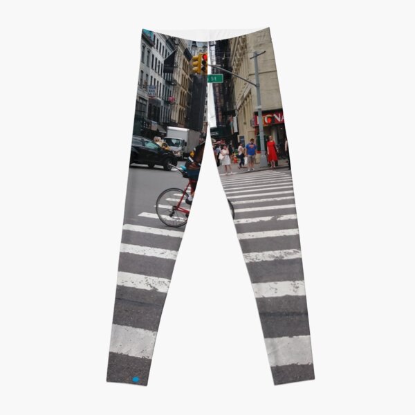 Zebra crossing, New York City, Manhattan, Brooklyn, New York, streets, buildings, pedestrians, #NewYorkCity, #Manhattan, #Brooklyn, #NewYork, #streets, #buildings, #skyscrapers, #cars, #pedestrians Leggings