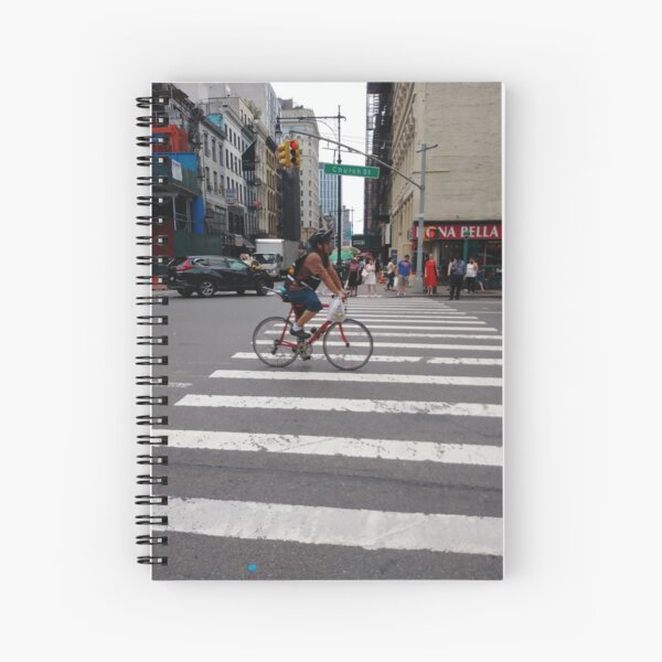 Zebra crossing, New York City, Manhattan, Brooklyn, New York, streets, buildings, pedestrians, #NewYorkCity, #Manhattan, #Brooklyn, #NewYork, #streets, #buildings, #skyscrapers, #cars, #pedestrians Spiral Notebook