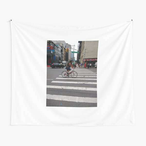 Zebra crossing, New York City, Manhattan, Brooklyn, New York, streets, buildings, pedestrians, #NewYorkCity, #Manhattan, #Brooklyn, #NewYork, #streets, #buildings, #skyscrapers, #cars, #pedestrians Tapestry