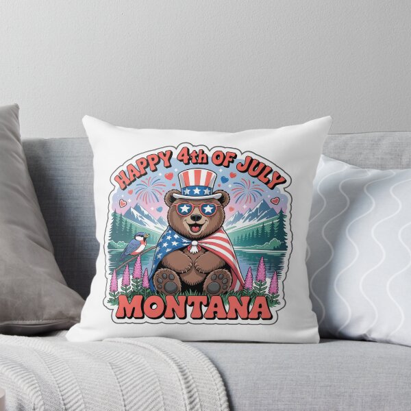 Item preview, Montana 4th of July Grizzly Bear Sticker | Patriotic Big Sky Country USA Flag Art designed and sold by Nuist25.