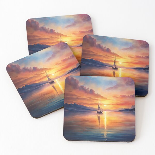Item preview, Small sailing boat in sunset mood designed and sold by Made-by-Gus.