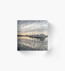 Herringbone Sky Patterns with Boats and Yachts Acrylic Block