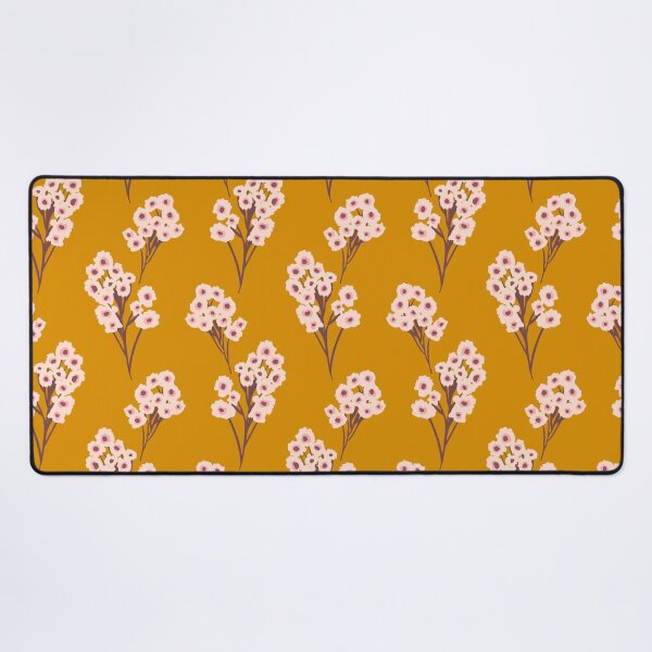 Mustard Cherry Blossoms Desk Mat