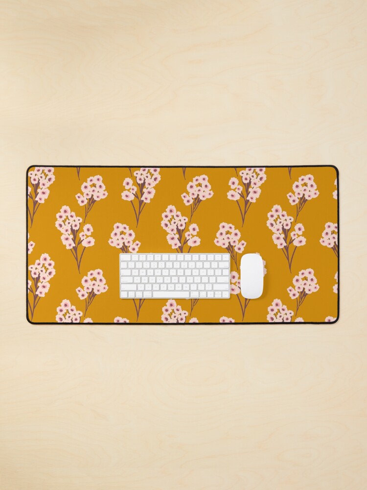 Thumbnail 1 of 5, Mouse Pad, Mustard Cherry Blossoms designed and sold by indysign.
