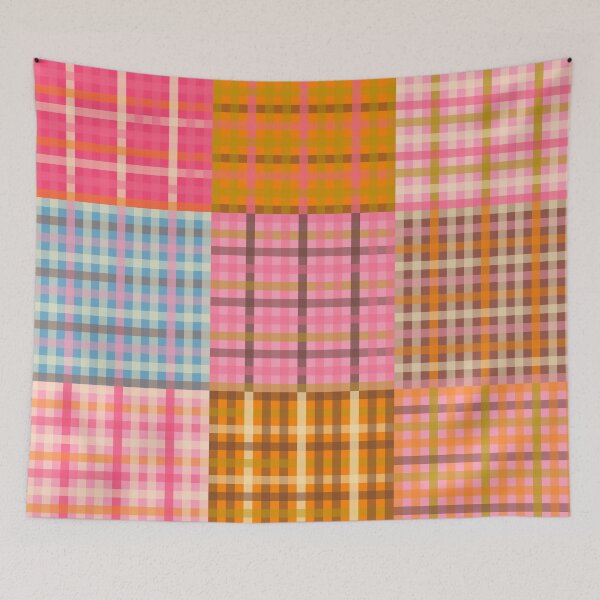 Item preview, Eclectic Pink Gingham Patchwork Multicolored Checked Plaid Pattern designed and sold by kierkegaard.