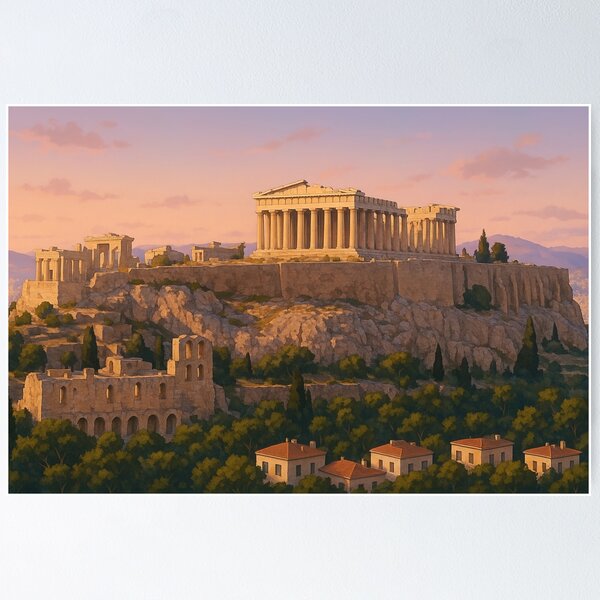 Item preview, The Acropolis of Athens at Sunset designed and sold by KAI-Studio.