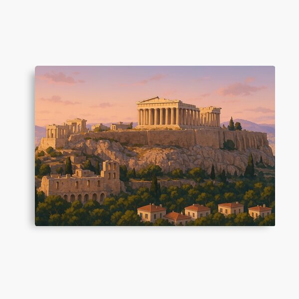Aperçu de l'œuvre L'Acropole d'Athènes au coucher du soleil créée et vendue par KAI-Studio.
