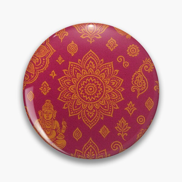 Item preview, Indian Mandala & Ganesha Pattern – Pink Orange Gold Textile Design designed and sold by HAFIZ-DP.