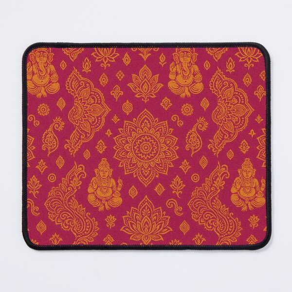 Item preview, Indian Mandala & Ganesha Pattern – Pink Orange Gold Textile Design designed and sold by HAFIZ-DP.