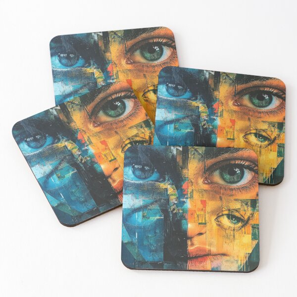 Item preview, Multiplicity of Self – Abstract Fragmented Face Art for Back Print Shirt designed and sold by SoftMood-Prints.