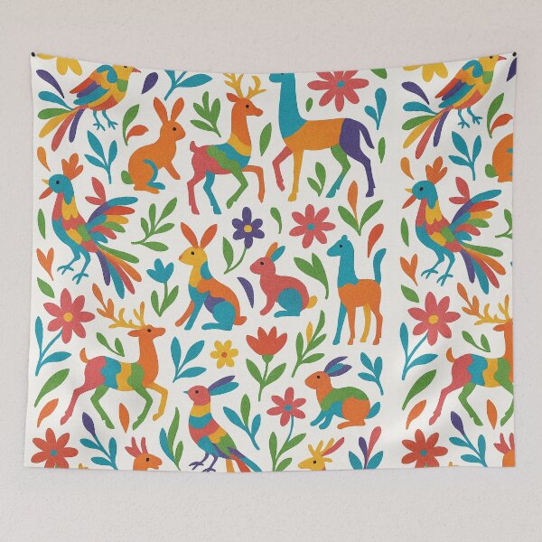 Item preview, Colorful Mexican Otomi Pattern – Folk Animal & Floral Art designed and sold by HAFIZ-DP.