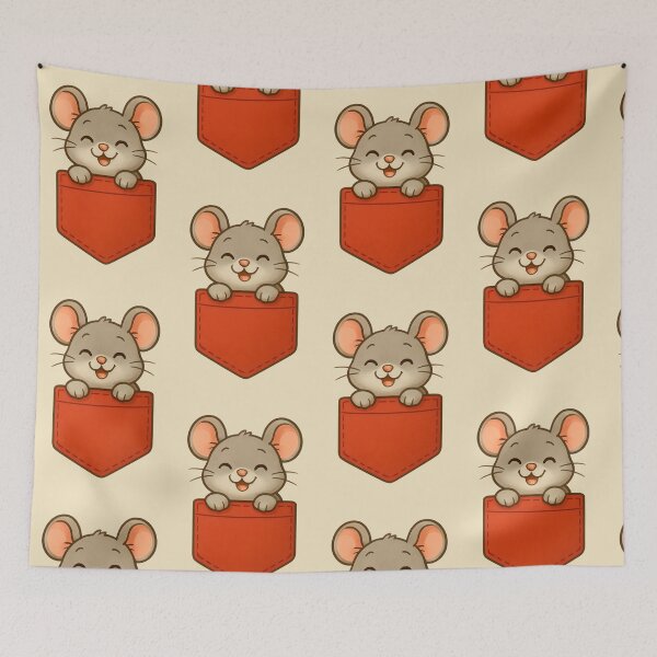 Item preview, Tiny Mouse in Red Pocket – Whimsical Animal Art designed and sold by PrintandJoy.