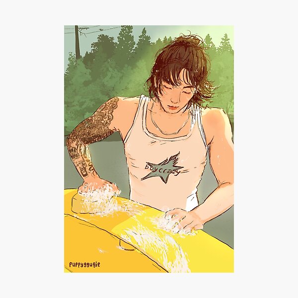 Aperçu de l'œuvre fan art de Jungkook sur le lavage de voiture créée et vendue par puppyggugie.