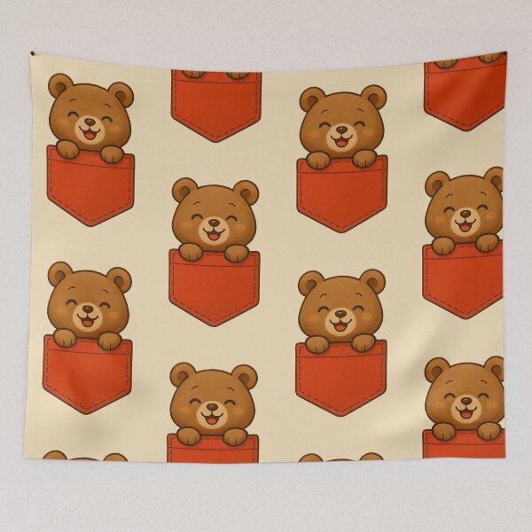Item preview,  Cuddly Bear in Red Pocket – Cozy Animal Art designed and sold by PrintandJoy.