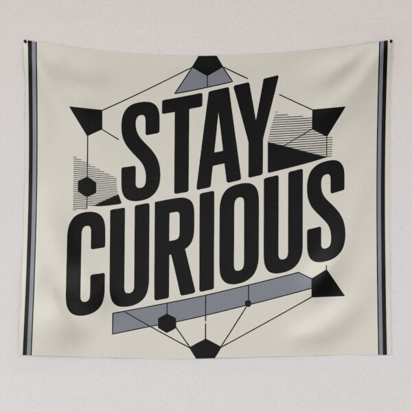 Item preview, Stay Curious – Bold and Motivational Typography Art with Geometric Accents designed and sold by pnidesign.