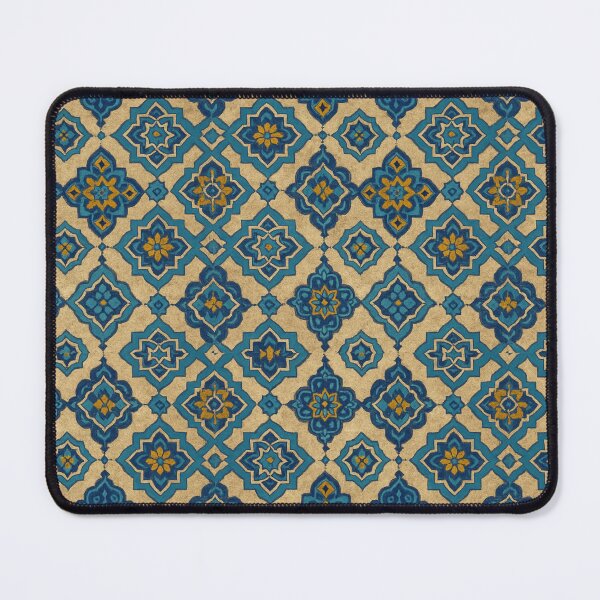 Item preview, Moroccan Tile Pattern – Blue, Teal & Mustard on Stone Texture designed and sold by HAFIZ-DP.