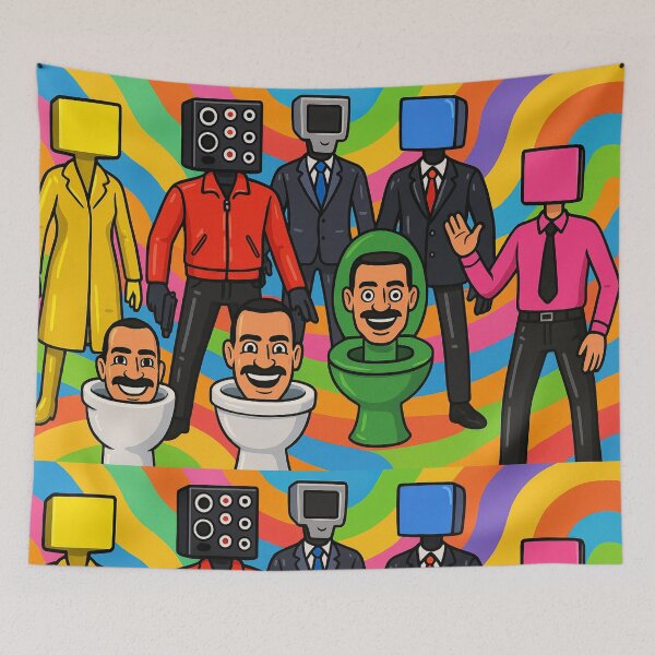 Item preview, Colorful Skibidi Toilet Camera Men Team Cartoon Energetic designed and sold by Cartoonaty.