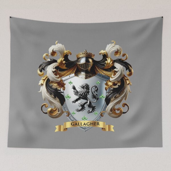 Item preview, Gallagher Family Crest – Irish Silver Shield with Black Lion designed and sold by Highlandkings.