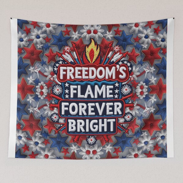 Item preview, Freedom’s Flame Forever Bright Embroidered Patch designed and sold by ArtDesignTp.