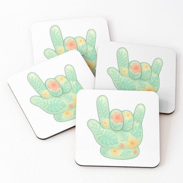 Item preview, ASL I Love You Tropical Glove – Pastel Floral Summer Art designed and sold by momo9981.