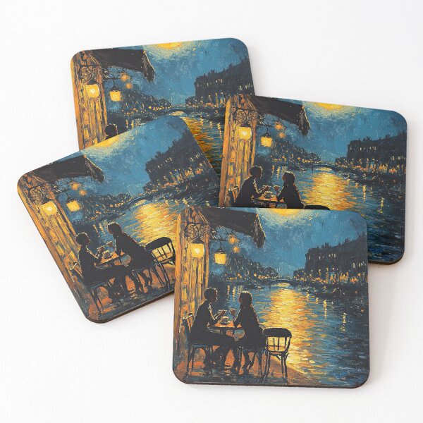 Item preview, Romantic couple at Café by starry night designed and sold by Erika Kaisersot.