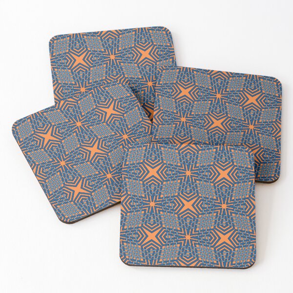 Item preview, Orange Stars Pattern in Interlocking Geometry  designed and sold by Tarjiart.