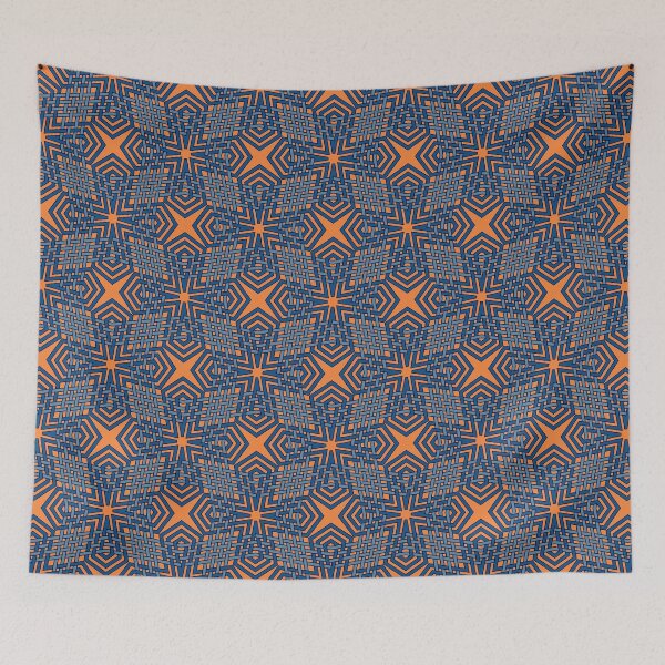 Item preview, Orange Stars Pattern in Interlocking Geometry  designed and sold by Tarjiart.