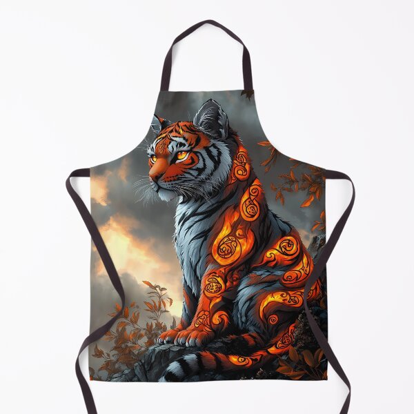 Item preview, Mystic Flame Tiger – Glowing Tribal Spirit Beast Fantasy Art designed and sold by AP_1979.