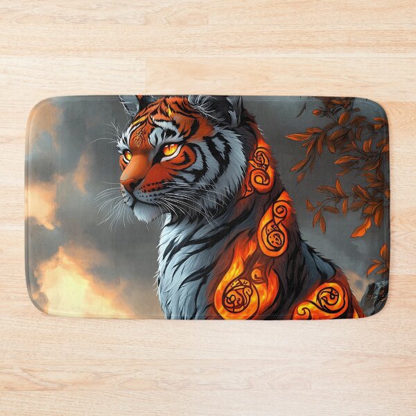 Item preview, Mystic Flame Tiger – Glowing Tribal Spirit Beast Fantasy Art designed and sold by AP_1979.