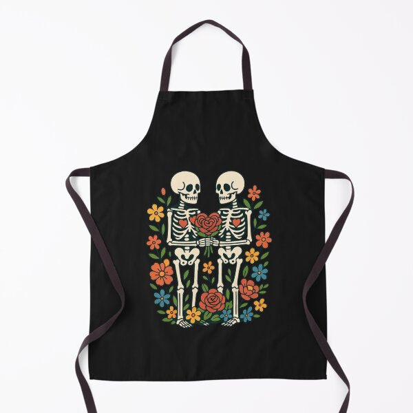 Item preview, Skeleton Couple Sharing Heart-Shaped Rose Bouquet – Romantic Skull Art designed and sold by ColorSplash123.