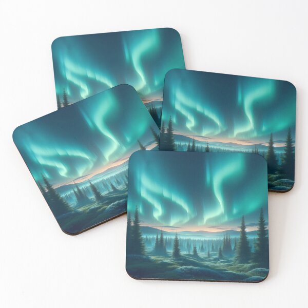 Item preview, Realistic Northern Lights Over Pine Forest Landscape designed and sold by FusionGaze.