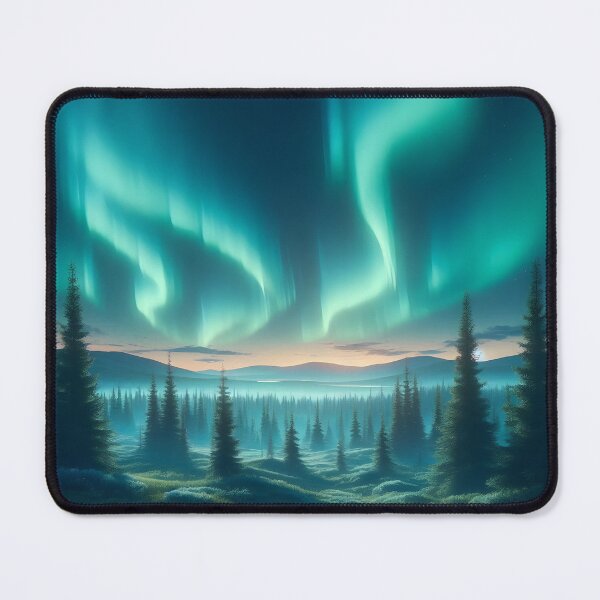 Item preview, Realistic Northern Lights Over Pine Forest Landscape designed and sold by FusionGaze.